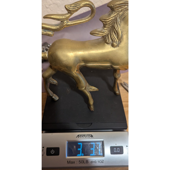 Vintage Solid Brass Mythical Unicorn Figurine Statue 3+ lbs. - Picture 11 of 11